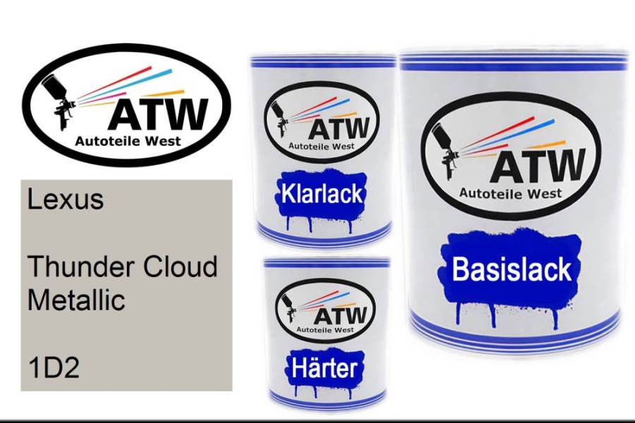 Lexus, Thunder Cloud Metallic, 1D2: 1L Lackdose + 1L Klarlack + 500ml Härter - Set, von ATW Autoteile West.